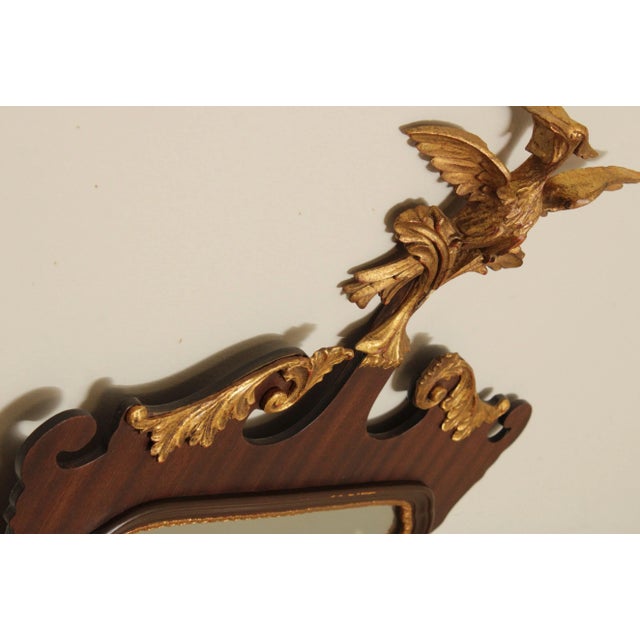 Carvers' Guild Chippendale Style Striped Mahogany Eagle Carved Wall Mirror For Sale - Image 9 of 13