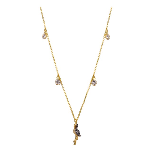 Diamond Flamingo Elegance Gold Chain Necklace For Sale