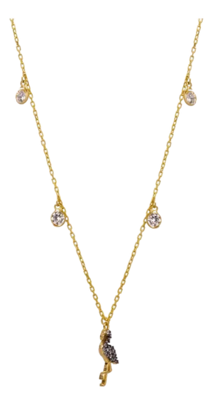 Diamond Flamingo Elegance Gold Chain Necklace