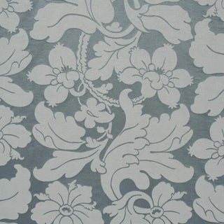 Schumacher Dandridge Damask Fabric in Palace Slate For Sale