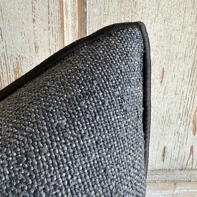 Custom Made French Outdoor Pillow in Natural Textured Outdoor Material For Sale In Los Angeles - Image 6 of 7