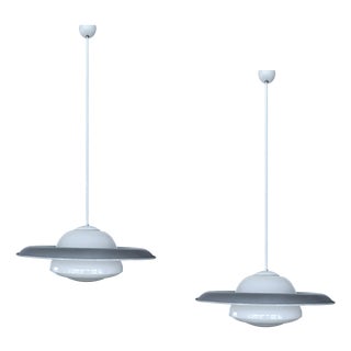 Deco Bauhaus Glass Pendant Lights, 1930s, Set of 2 For Sale