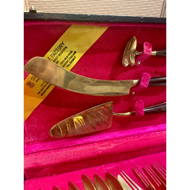 Mid 20th Century Mid-Century Siam Brass Bronze Dessert Set- 20 Pieces For Sale - Image 5 of 9