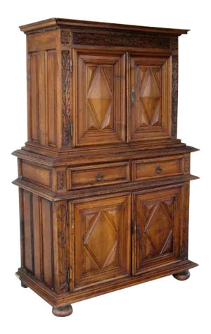 French Walnut Buffet a Deux Corps Armoire Cabinet