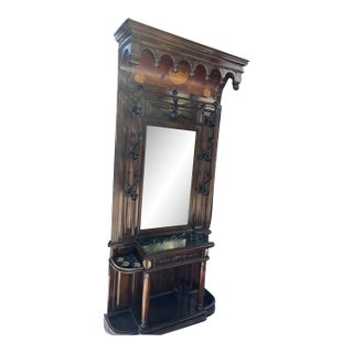 Large Walnut Antique Carved French Hall Umbrella Stand For Sale