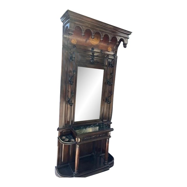 Large Walnut Antique Carved French Hall Umbrella Stand For Sale