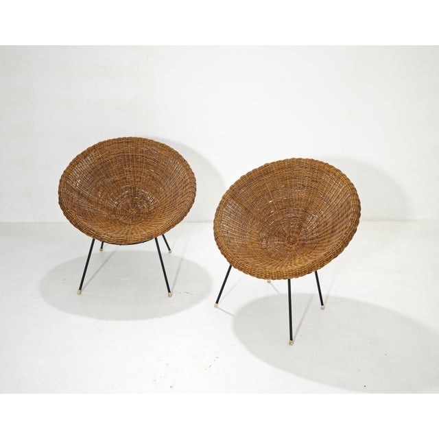 Mid-Century Modern Mid-Century Modern Wicker Armchairs by Design Italia, 1950s, Set of 2 For Sale - Image 3 of 18