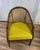 Mid-Century Modern Pair Vintage Mid Century Bamboo Cane Barrel Chairs W Yellow Green Blocked Fabric For Sale - Image 3 of 4