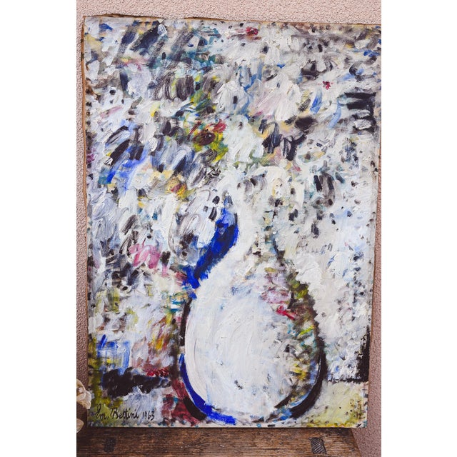 Emanuele Bettini, Vase of Flowers, 1963, Oil on Canvas For Sale - Image 9 of 9