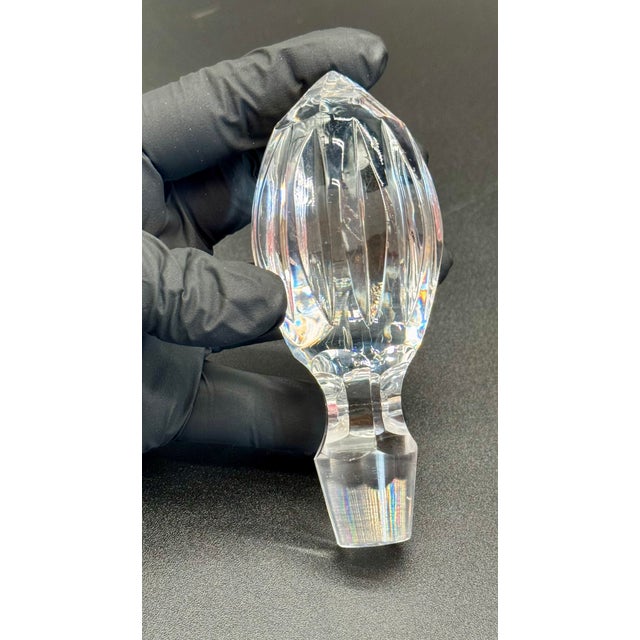 Vintage Lausitzer German Cranberry Cut Crystal Decanter For Sale - Image 4 of 16