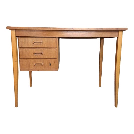 Mid-Century Modern Teak Desk with Side Drawers, 1960s For Sale