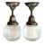 American 1920s American Sheffield Holder Flush Pendants With Geometric Original Glass Shades - Pair For Sale - Image 3 of 5