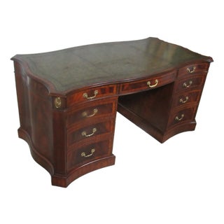 1980s Maitland Smith Mahogany Executive Partner Desk Leather Amazing For Sale