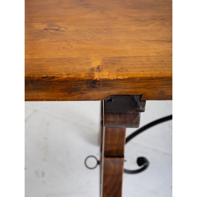Spanish Rustic Wood Trestle Dining Table For Sale - Image 9 of 13