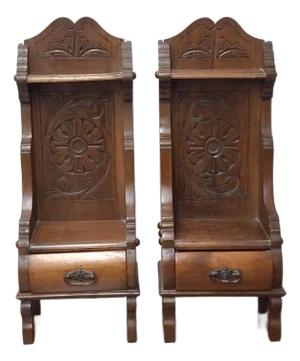 Pair 19th Century Eastlake Style Carved Mahogany Diminutive Side Tables
