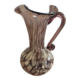 Vintage Murano-Style Art Glass Mini Pitcher Amethyst Bullicante 4.5” For Sale