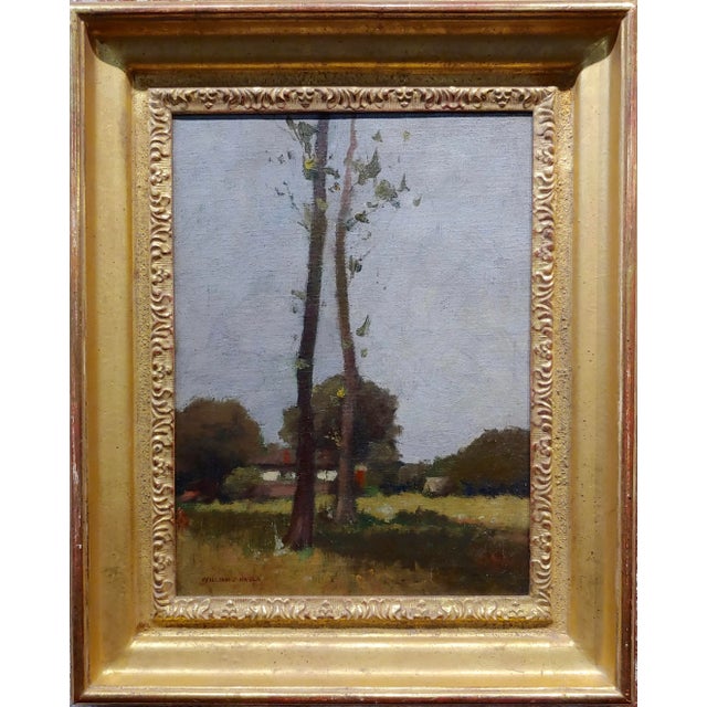 William J. Kaula -New Hampshire cottage landscape oil painting -c.1930s Impressionist oil painting on canvas -Signed Circa...