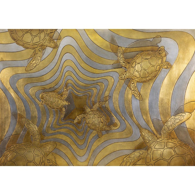 Giuseppe Caiafa, Tartarughe Optical Panel, 2025, Carved Wood with Gold and Silver Leaf For Sale - Image 11 of 11