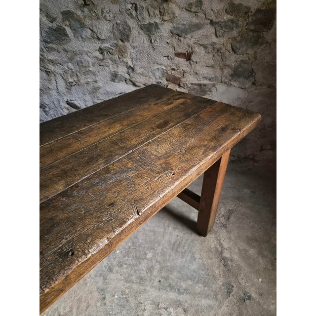 Rustic Antique Oak Worktable, France, 1800s For Sale - Image 3 of 18