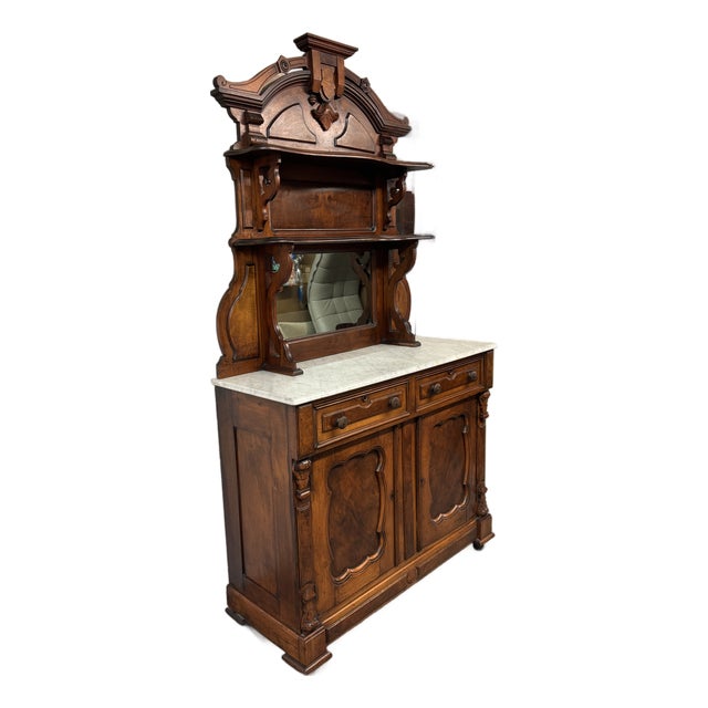 Renaissance Revival Walnut Wood Sideboard For Sale