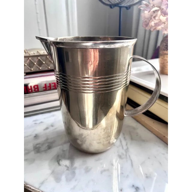 French Silver Plated Brass Art Deco Cocktail Pitcher For Sale - Image 9 of 10