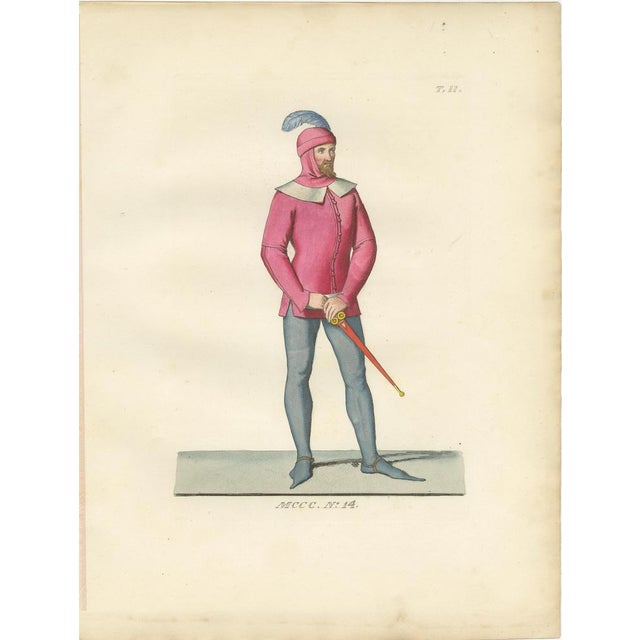 Bonnard, Medieval Costumes, 1845, Prints, Set of 4 For Sale - Image 6 of 9