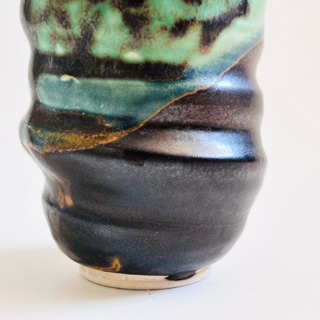 Ceramic Green and Black Studio Pottery Bud Vase For Sale - Image 7 of 8