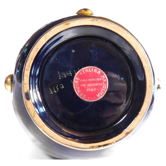 Glass 1940s Dark Majolica Glass Pitcher With Glass Accents For Sale - Image 7 of 8