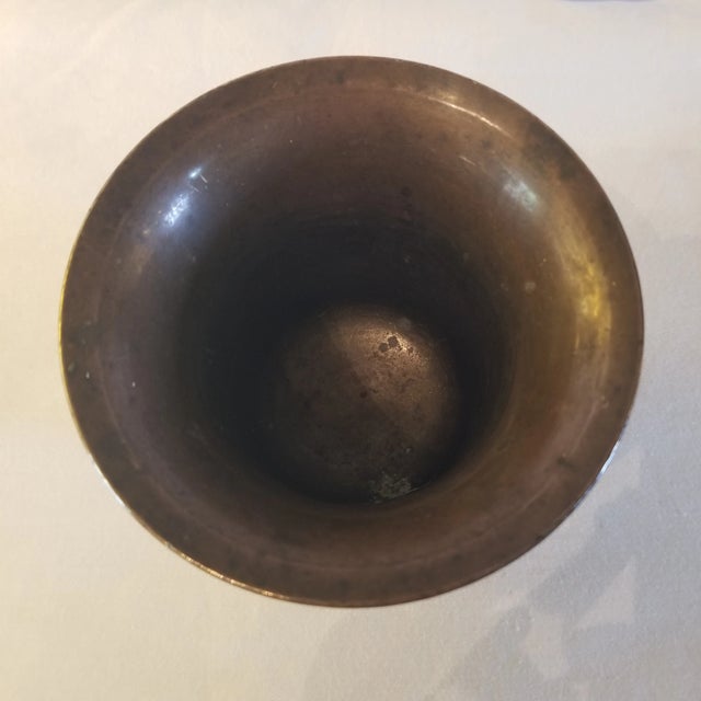 Mid-Century Modern Mid 20th Century Flare Lip Bronze Mortar Cup With Handles For Sale - Image 3 of 8