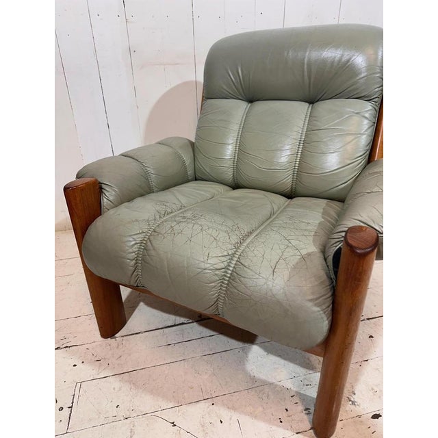 Turquoise Mid-Century Leather Lounge Chair from Ekornes, 1964 For Sale - Image 8 of 11
