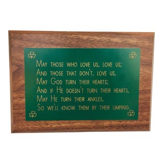 Vintage Irish Saying Wall Hanging Plaque For Sale