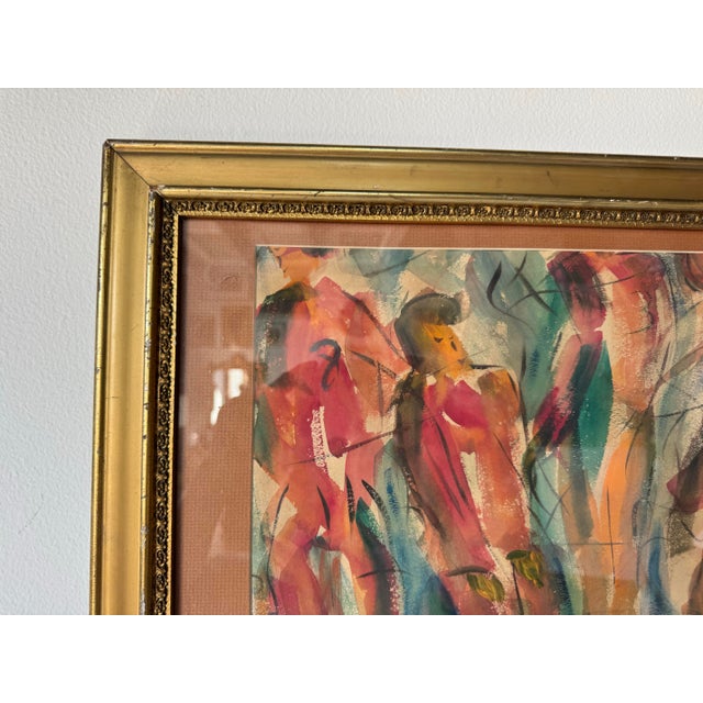 1961 Virel Impressionist Abstract Watercolor Painting – Framed Under Glass For Sale In Miami - Image 6 of 12