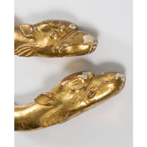 18th Century Gold Leaf Dolphin Shaped Ornaments - a Pair For Sale - Image 4 of 11
