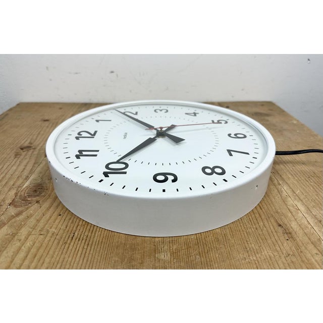Vintage White Electric Station Wall Clock from Nedklok, 1970s For Sale - Image 11 of 18