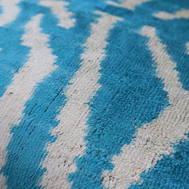 2020s Contemporary Velvet Luxury Blue Tiger Print Throw Pillow With Down Insert For Sale - Image 5 of 7