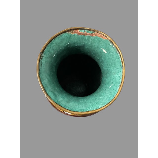 Early 20th Century Cloisonne Enameled Vase With Pheasants & Dragon For Sale - Image 10 of 11