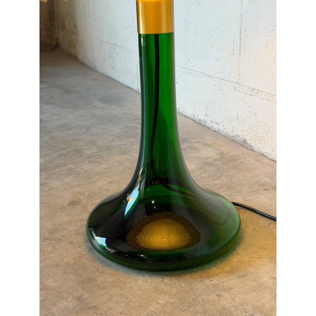 1960s Mid-Century Modern Green Glass Table Lamp With Le Klint Shade Danish For Sale In Los Angeles - Image 6 of 9