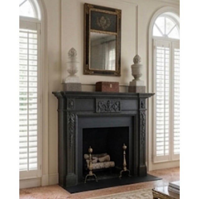 A Pair of Vintage Neoclassical Carved White Marble Flame Finials on Granite Bases For Sale In West Palm - Image 6 of 12