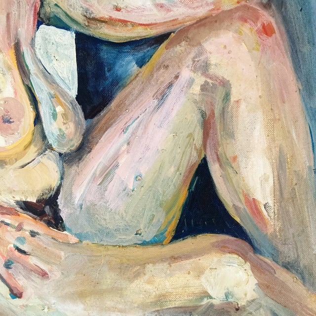 Portraiture 1980s Vintage Female Nude Acrylic Portrait, Framed and Signed For Sale - Image 3 of 10