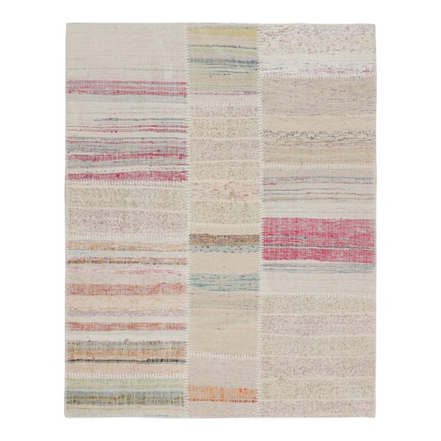 Rug & Kilim’s Patchwork Kilim Rug in Polychromatic Stripes For Sale