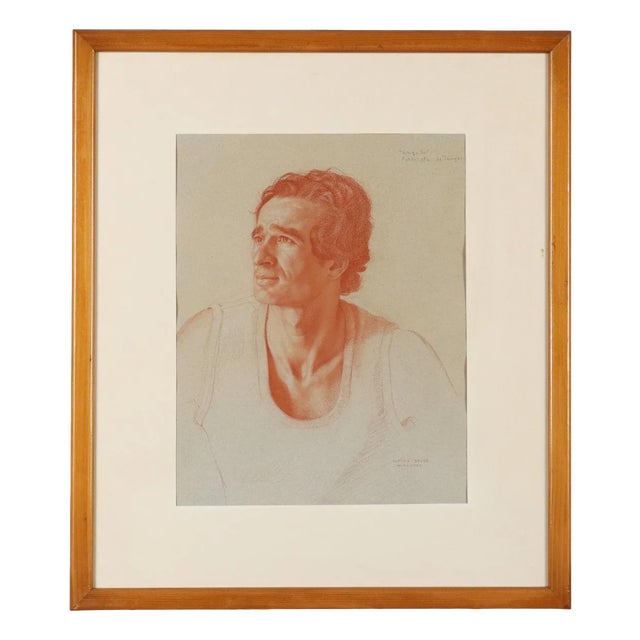 Claudio Bravo Camus, Figurative Drawing, Sanguine on Paper, Framed For Sale