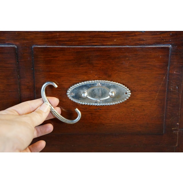 Antique Edwardian Mahogany Marble Top Drop Center Dressing Table Vanity 46" For Sale - Image 9 of 17