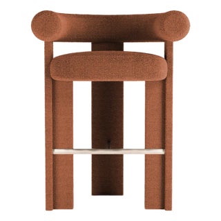 Cassette Bar Chair in Bouclé Burnt Orange by Alter Ego For Sale