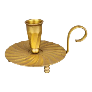 Mid 20th Century Art Deco Solid Brass Chamber Candlestick Holder