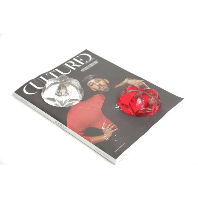 1990s Norman Mercer Lucite Flower Orb Red and Clear Paperweights Pair Of For Sale - Image 11 of 13