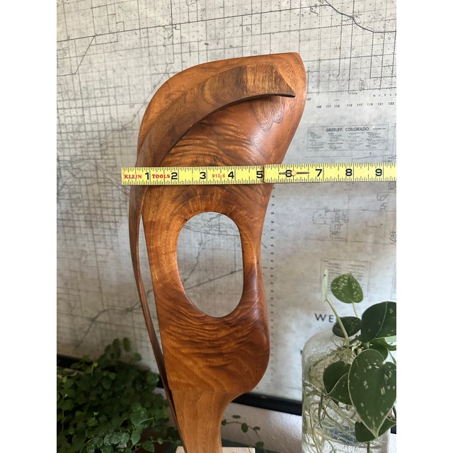 Modern Abstract Wood Sculpture on Marble Base by Dennis Sohocki For Sale - Image 9 of 10