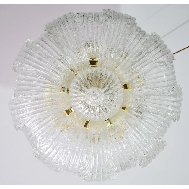 Splendid Murano glass ceiling lamp or chandelier Period: circa 1980. The light mounts 9 standard European e14 lamp...