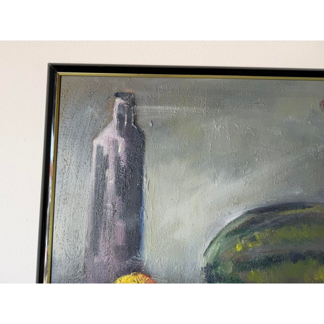 1970s Vintage Gasper Gunhz Modernist Still Life Fruits Oil on Canvas Painting, Framed For Sale In Miami - Image 6 of 11