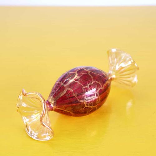 Red Blown Glass Decorative Candy with Gold Decorations For Sale - Image 4 of 8