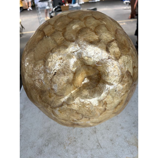 Late 20th Century Large Scale Gold Tone Capiz Shell Fruit Pear 24" For Sale - Image 4 of 6